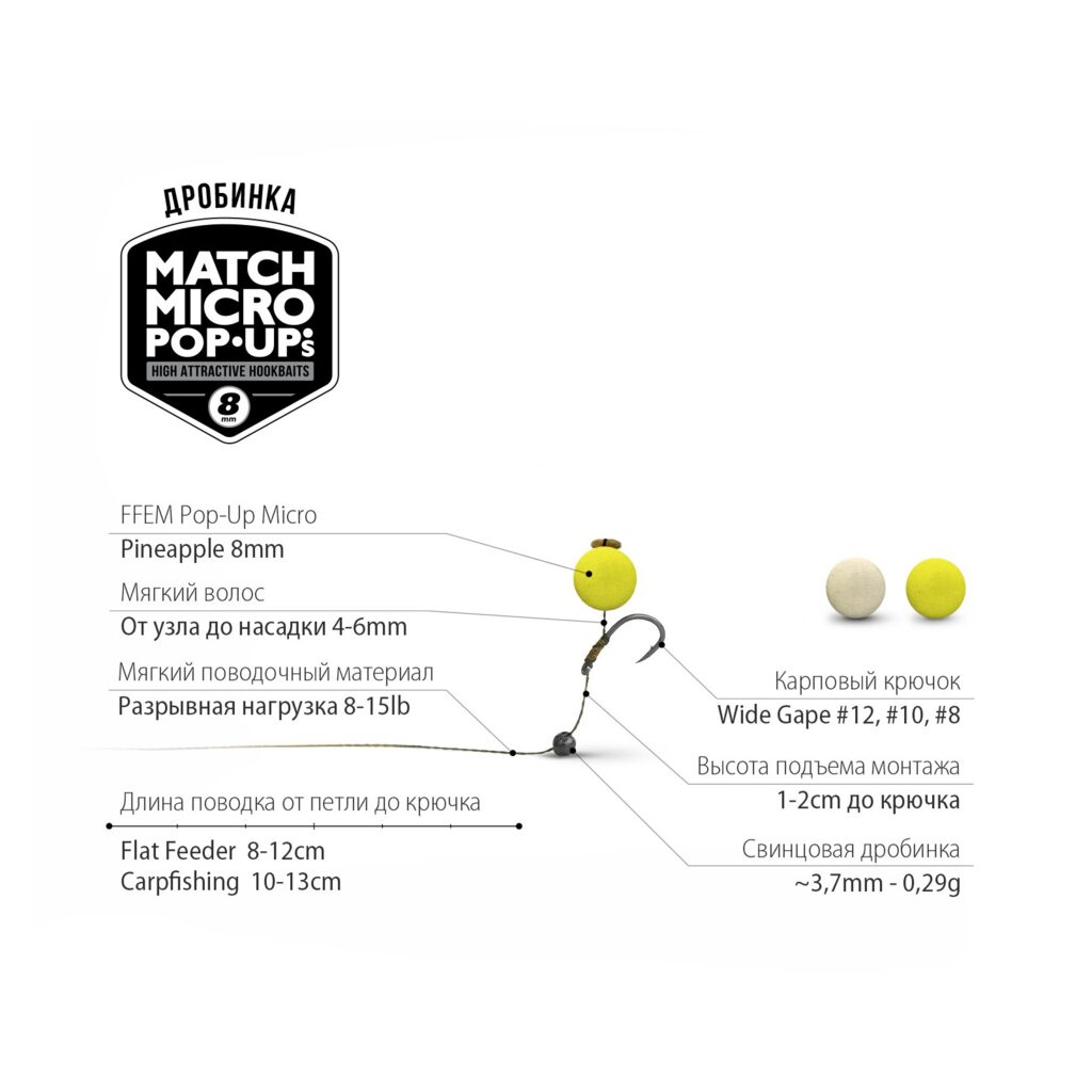 Насадочные бойлы FFEM Pop-Up Micro Pineapple 8mm Насадочные бойлы FFEM Pop-Up Micro Pineapple 8mm