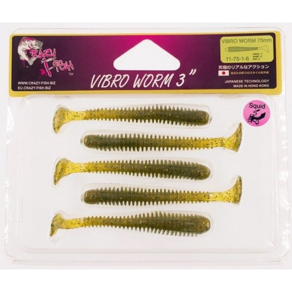 Силиконовые приманки VIBRO W0RM 3 Crazy Fish 11-75-1-6 Силиконовые приманки VIBRO W0RM 3 Crazy Fish 11-75-1-6