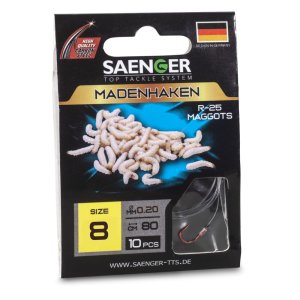 Крючки с поводком SAENGER Madenhaken R-25 80cm 8 / 10pcs.