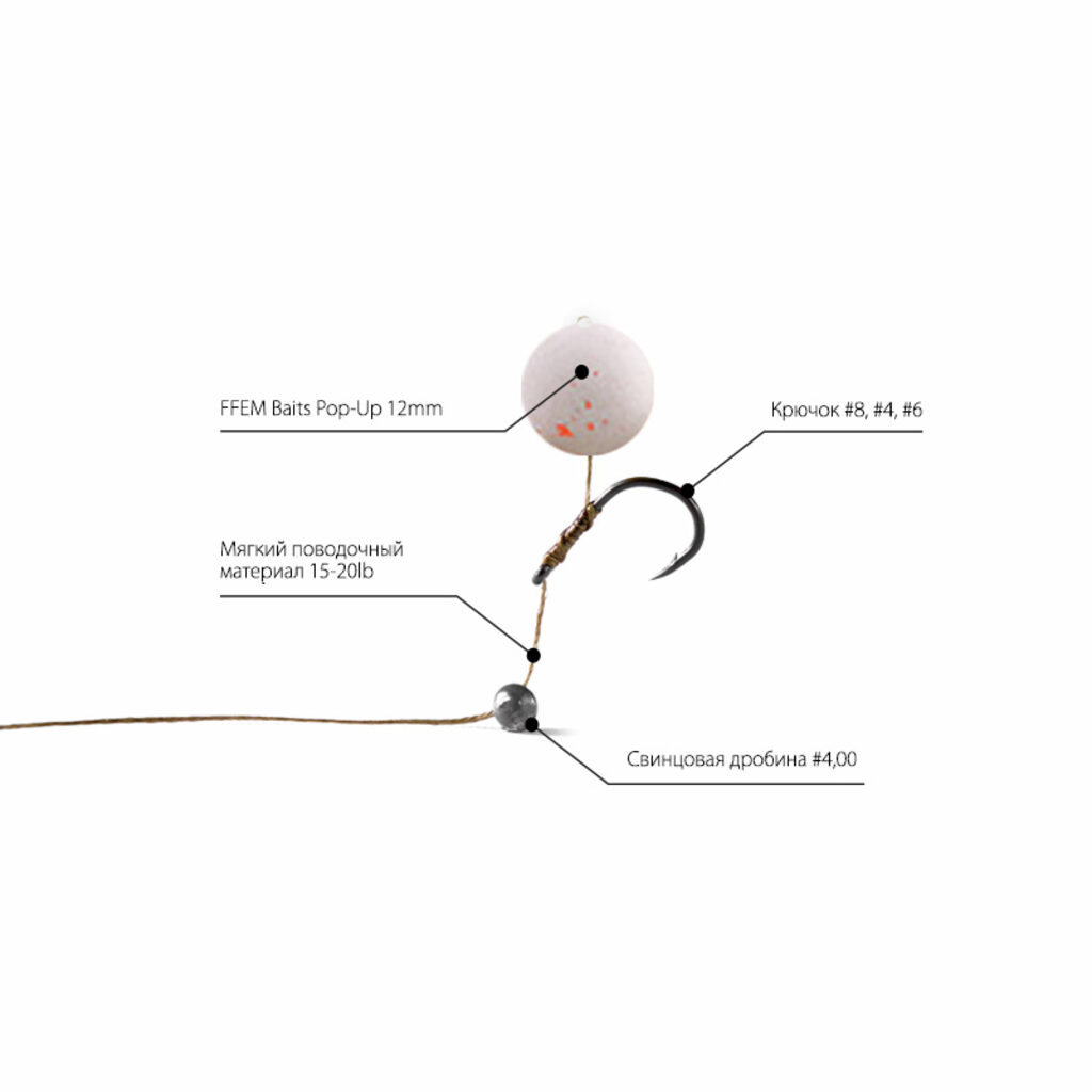 Насадочные бойлы FFEM Pop-Up White Krill 12mm Насадочные бойлы FFEM Pop-Up White Krill 12mm