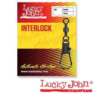 Вертлюги c застеж. Lucky John BARREL AND INTERLOCK Black 005 5шт.