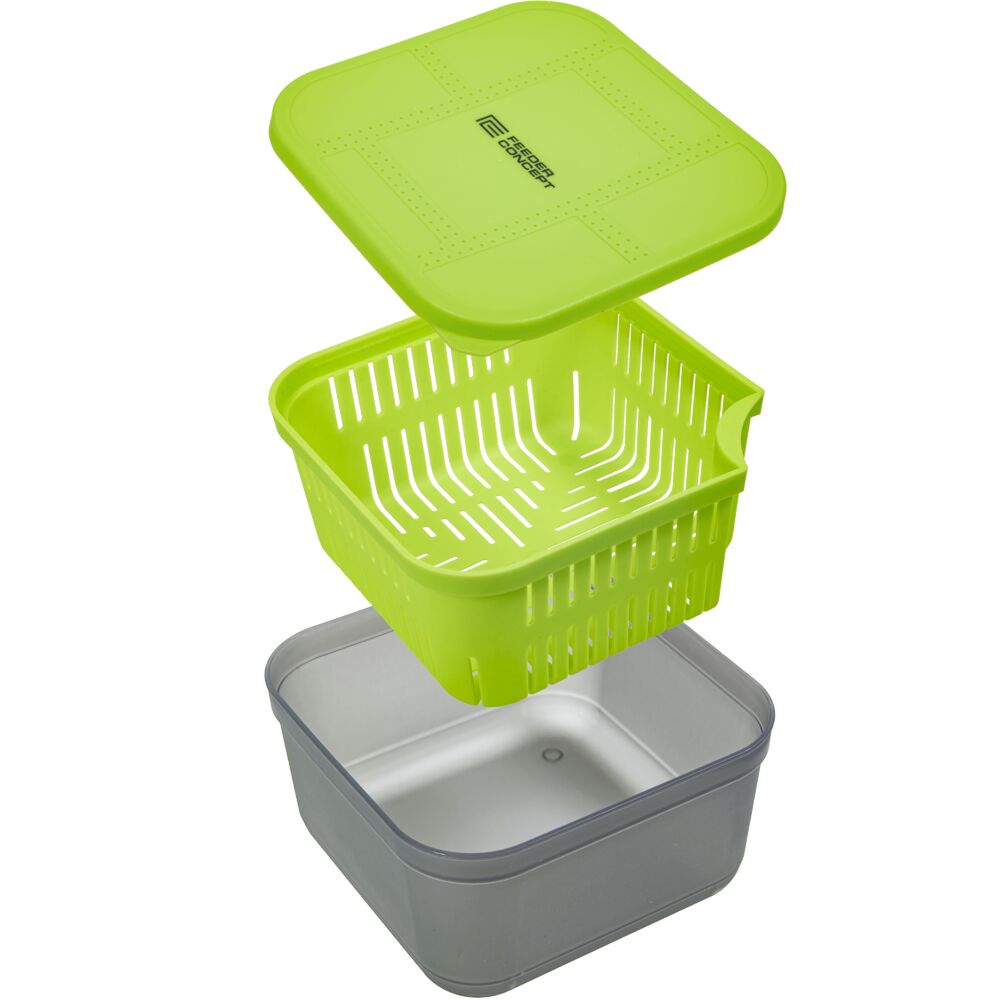 Коробка рыболов. для прикорм. и насад. с вент. крыш. и лот. FC FEEDER BAIT BOX 170×170×95