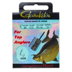 Крючки рыболовные с поводком Gamakatsu 2030B 12 Feeder Strong 80cm (10 шт)