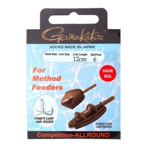 Крючки рыболовные с поводком Gamakatsu Method Feeder Hair 12 12cm (6шт)