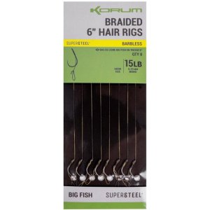 Крючки рыболовные с поводком Korum BIG FISH BRAIDED HAIR RIGS 6