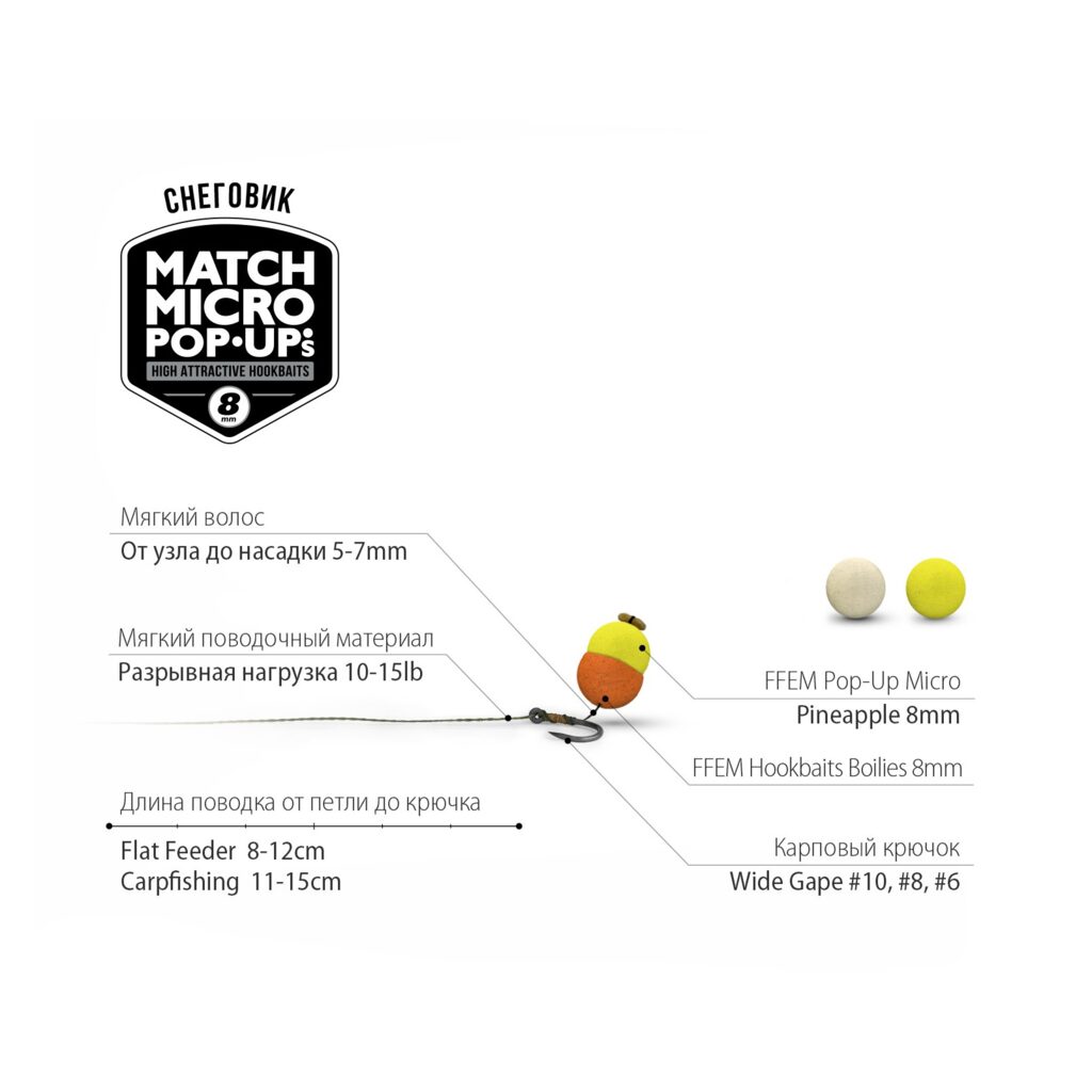 Насадочные бойлы FFEM Pop-Up Micro Pineapple 8mm Насадочные бойлы FFEM Pop-Up Micro Pineapple 8mm