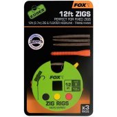 Крючки с поводком Fox Edges Zig Rig 8 - 12lb 12ft x 3 Крючки с поводком Fox Edges Zig Rig 8 - 12lb 12ft x 3