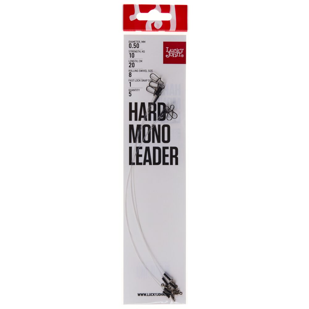 Поводки LJ HARD MONO оснащ. вертл. и застеж. 10кг 20см 5шт. Поводки LJ HARD MONO оснащ. вертл. и застеж. 10кг 20см 5шт.