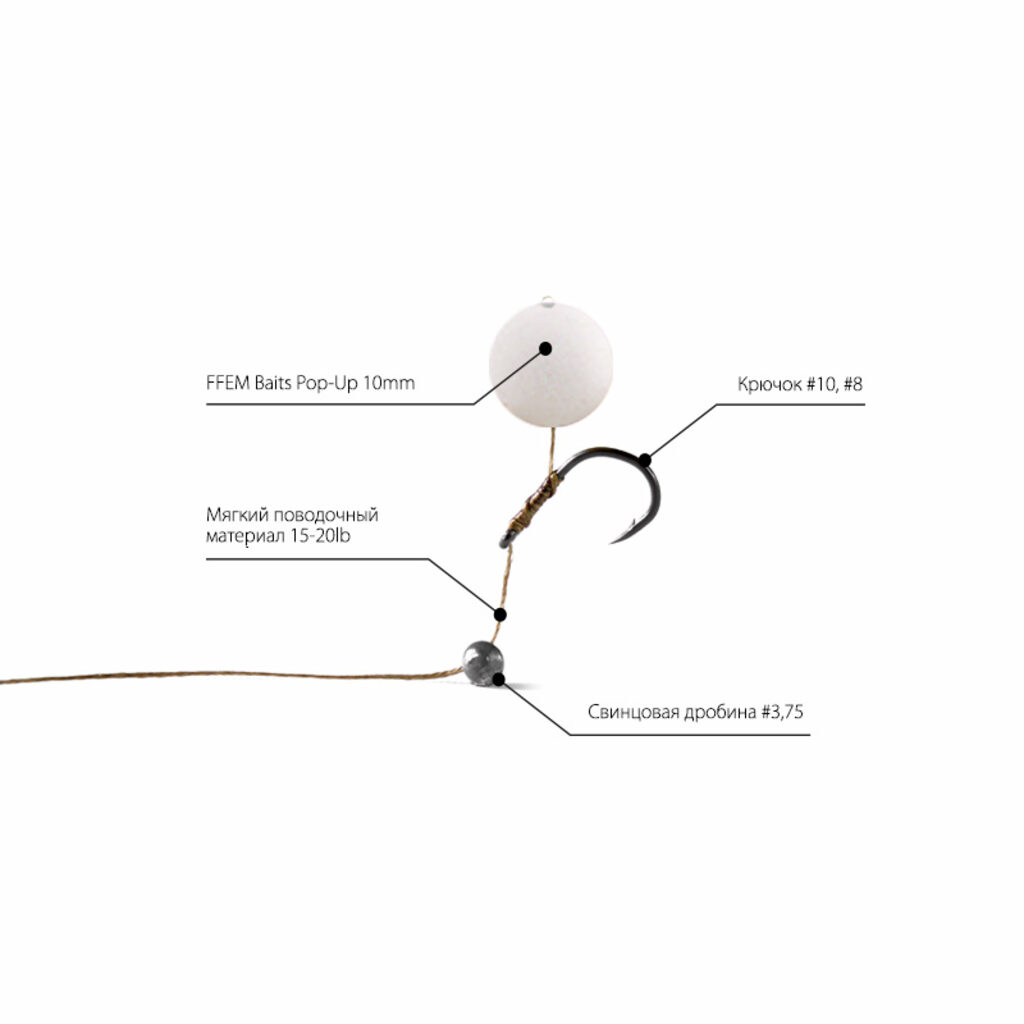 Насадочные бойлы FFEM Pop-Up White Poison 10mm Насадочные бойлы FFEM Pop-Up White Poison 10mm