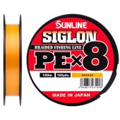 Шнур плетеный Sunline Siglon PE-8 150m/0.3/0.094mm/2.1kg оранж.