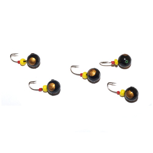 Мормышка свинц. ШАР черн. Зол. кор. с труб. и бис. 4.0/2