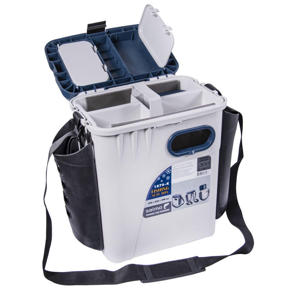 Ящик рыболов. зим. Salmo 2-х ярус. пласт. с карманами 33.5х23.5х39см