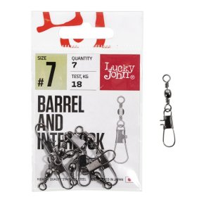 Вертлюги c застеж. LJ Pro Series BARREL AND INTERLOCK Black 007 7шт.