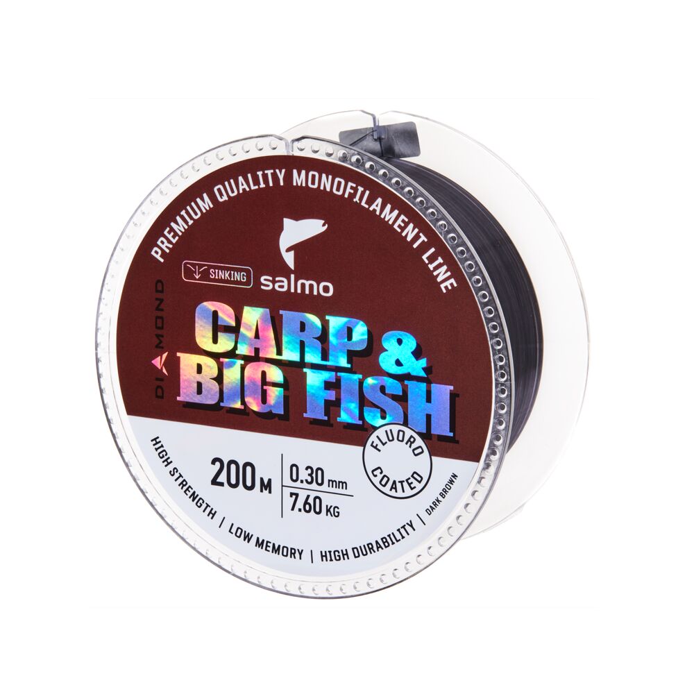 Леска моно. Salmo Diamond CARP & BIG FISH FLUORO COATED Dark Brown 200/030