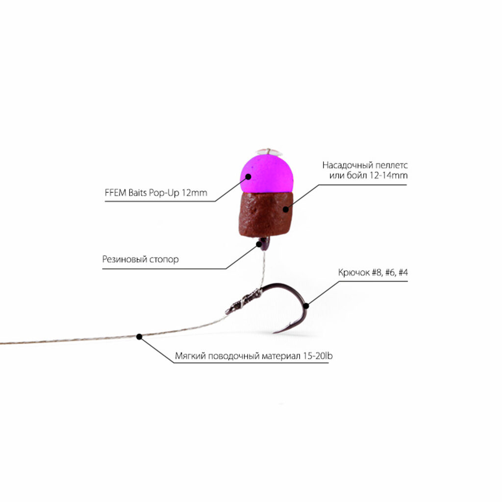 Насадочные бойлы FFEM Pop-Up White Krill 12mm Насадочные бойлы FFEM Pop-Up White Krill 12mm