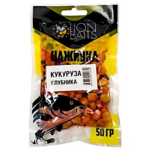 Кукуруза насадочная Наживка натуральная LION BAITS Клубника 50гр