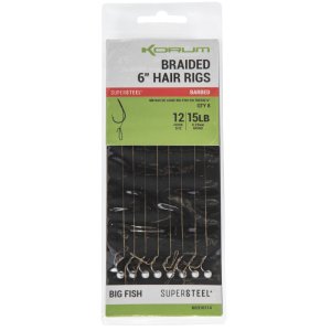 Крючки рыболовные с поводком Korum BIG FISH BRAIDED HAIR RIGS 6