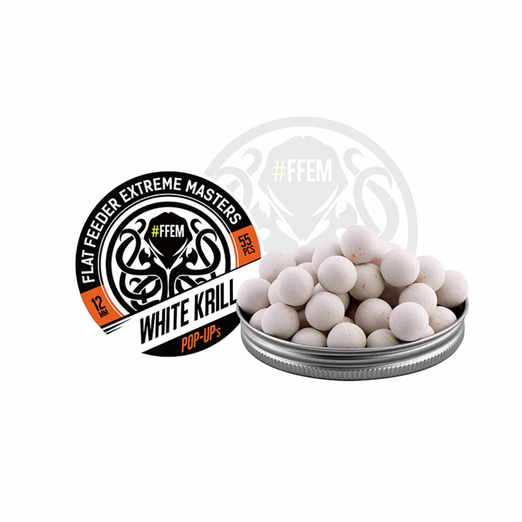 Насадочные бойлы FFEM Pop-Up White Krill 12mm Насадочные бойлы FFEM Pop-Up White Krill 12mm
