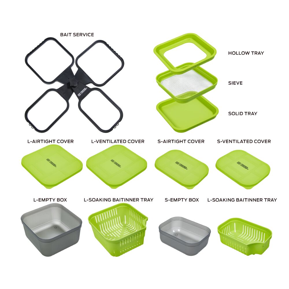 Короб. и аксессуар. рыболов. для прикорм. и насад. с подстав. FC FEEDER BAIT BOX SET 12 предм. набор