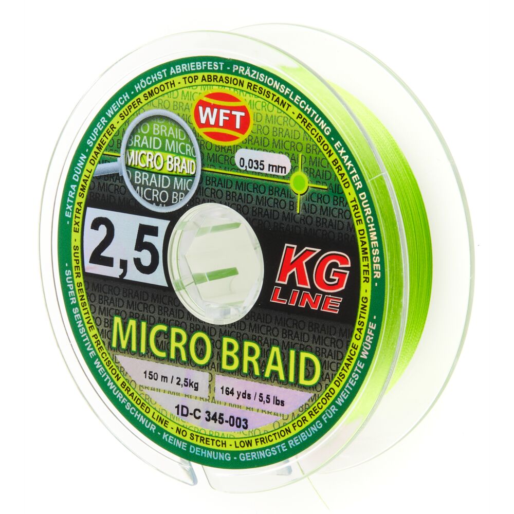 Плетеный шнур WFT Micro Braid KG chartreuse 150m 2,5Kg 0,035 Плетеный шнур WFT Micro Braid KG chartreuse 150m 2,5Kg 0,035