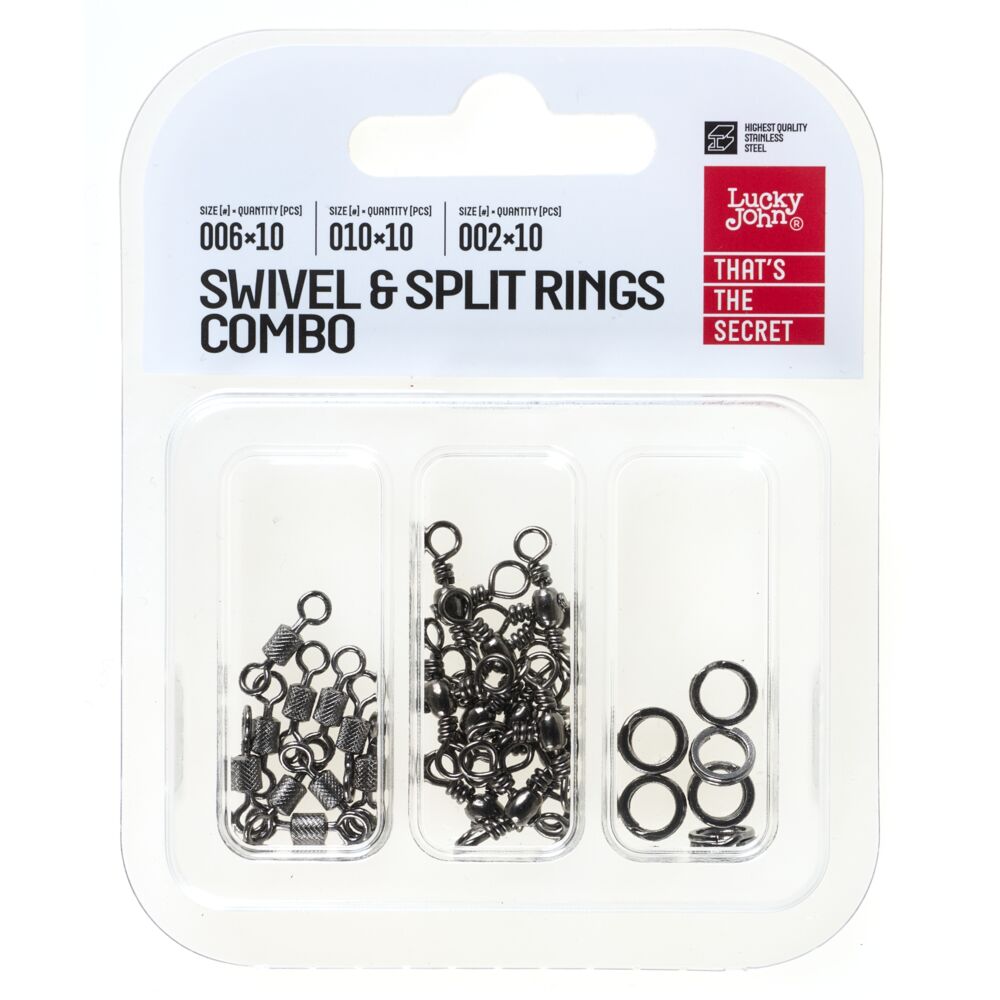Вертлюги c кольцами заводными. LJ Pro Series SWIVEL & SPLIT RING COMBO Набор 30шт