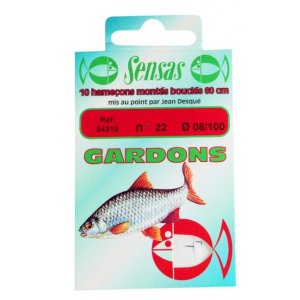 Крючки Sensas ROACH 40см CRYSTA BLUE с повод. разм.010/0.18мм 10шт.
