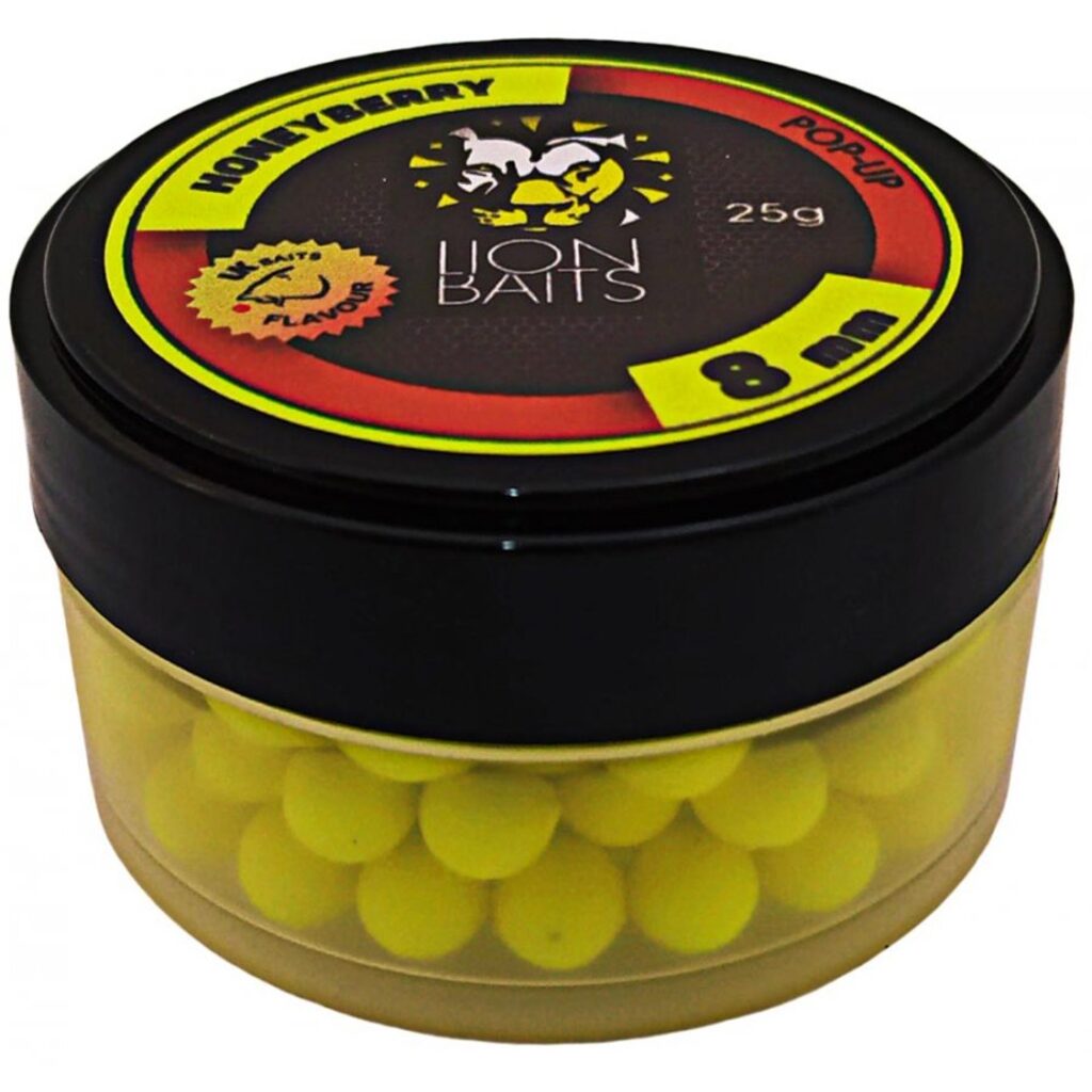 Насадочные бойлы плавающие Lion Baits Pop-Up Мед и Земляника HoneyBerry 8мм 25гр