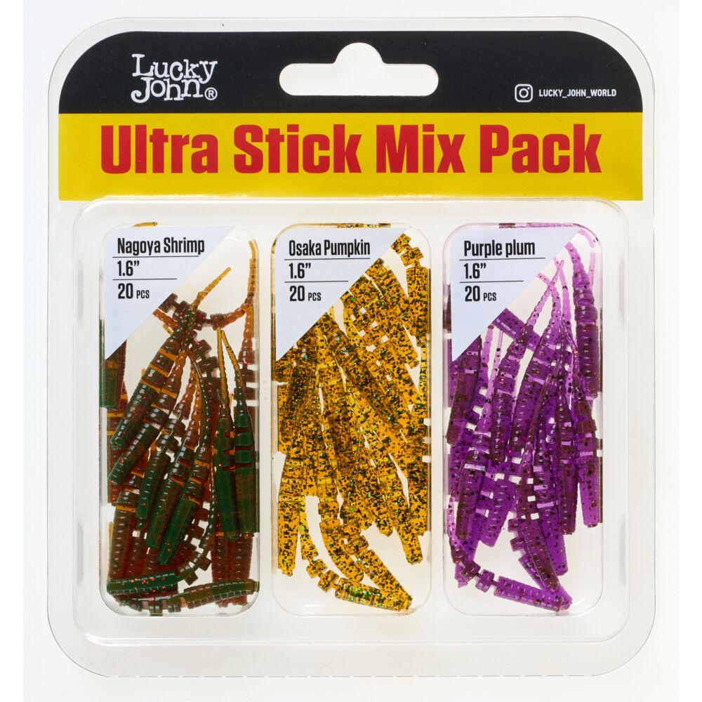 Слаги съедобные искусственные LJ Pro Series ULTRA STICK 1,6in (04.20)/MIX1/085/PA19/S13 Набор 60шт