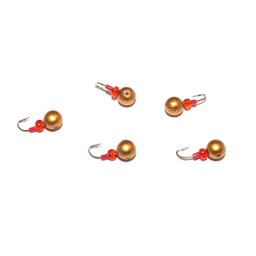 Мормышка свинц. ШАР золот. с труб. и бис. 4.0/3