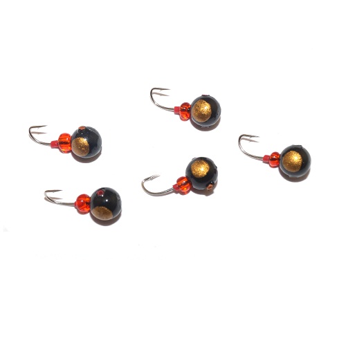 Мормышка свинц. ШАР черн. Зол. кор. с труб. и бис. 3.5/3