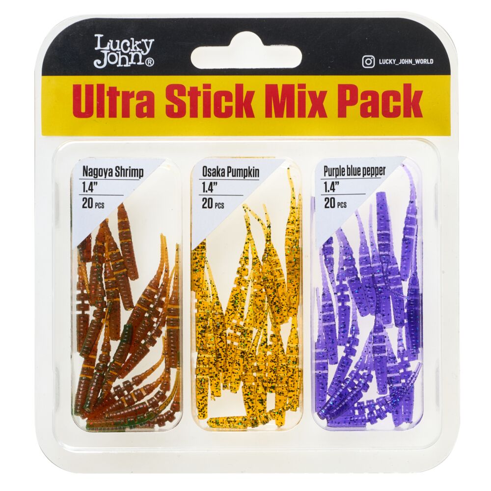 Слаги съедобные искусственные LJ Pro Series ULTRA STICK 1,4in (03.50)/MIX1/085/PA19/S66 Набор 60шт.