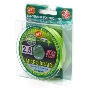 Плетеный шнур WFT Micro Braid KG chartreuse 150m 2,5Kg 0,035