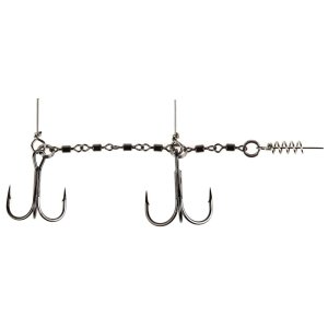 Остнаска стал. Lucky John STINGER POWER CHAIN 3,5+5,5cm, оснащ. тройниками №02/0+№1/0 1шт.