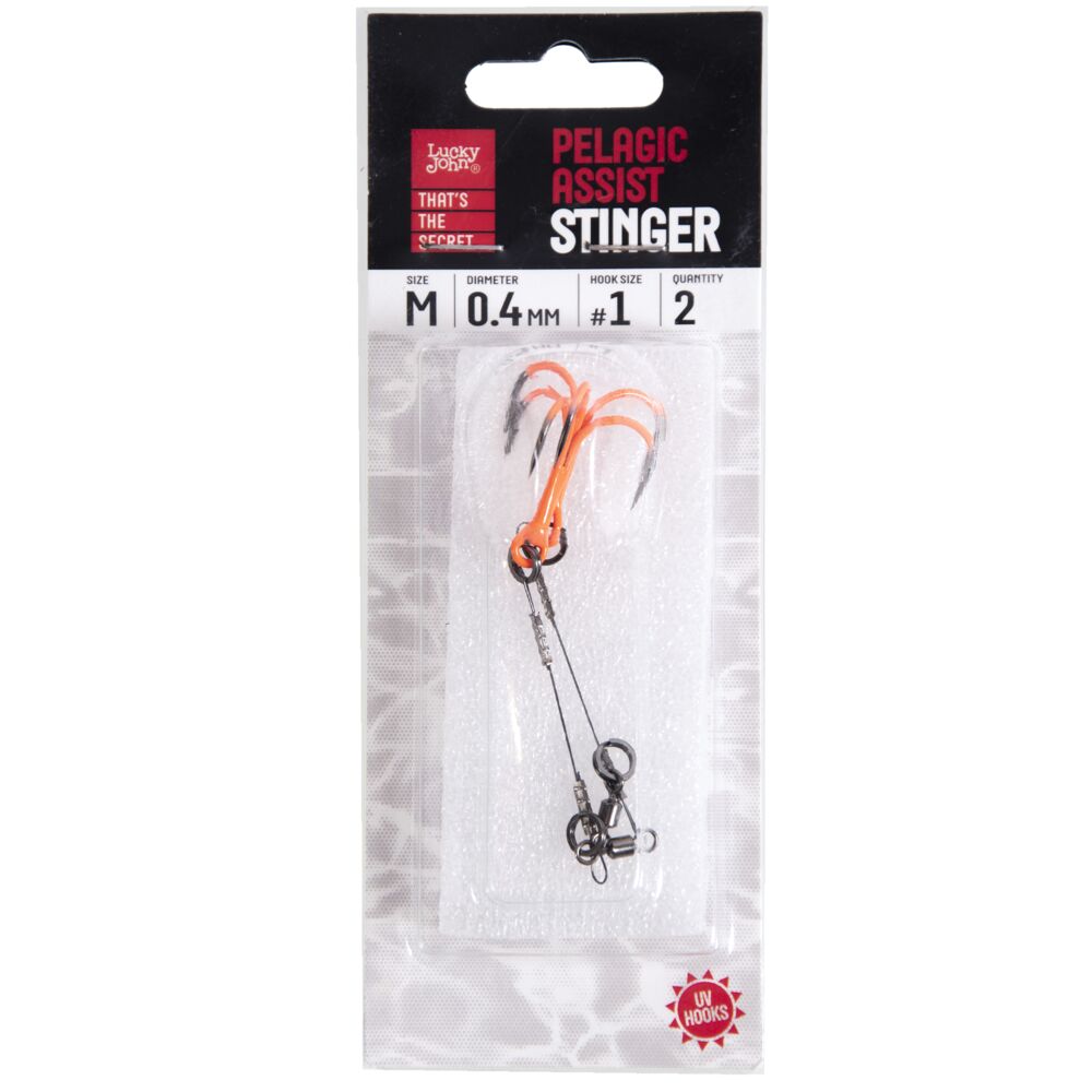 Поводки титан. LJ PELAGIC ASSIST d 0,4 мм, 5cm, оснащ. тройником UV разм.001 2шт.
