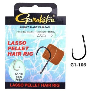Крючки рыболовные с поводком Gamakatsu 12 Lasso Pellet Hair 20cm (6шт)