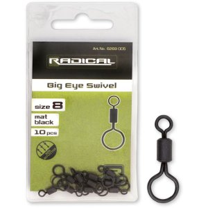 Застежки рыболовные Radical Big Eye Swivel mat black non reflective (10шт)