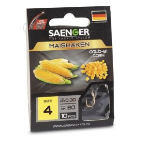 Крючки с поводком SAENGER Maishaken Gold-81 60cm 4 / 10 pcs.