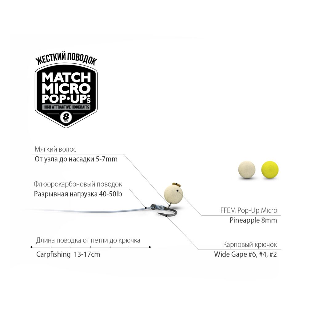 Насадочные бойлы FFEM Pop-Up Micro Pineapple 8mm Насадочные бойлы FFEM Pop-Up Micro Pineapple 8mm