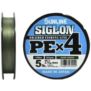 Шнур Sunline SIGLON PE×4 150M(Dark Green) 