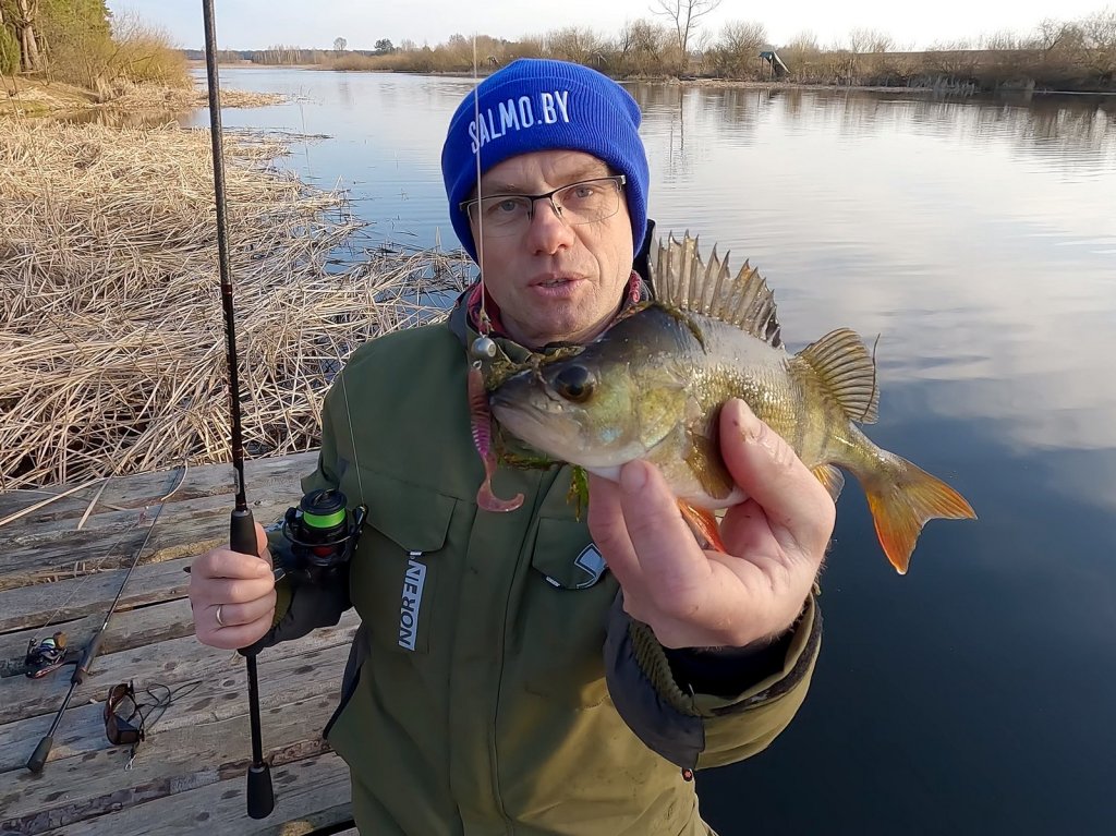 Валерий Сикиржицкий с микроджиговым окунем весной Валерий Сикиржицкий с микроджиговым окунем весной
