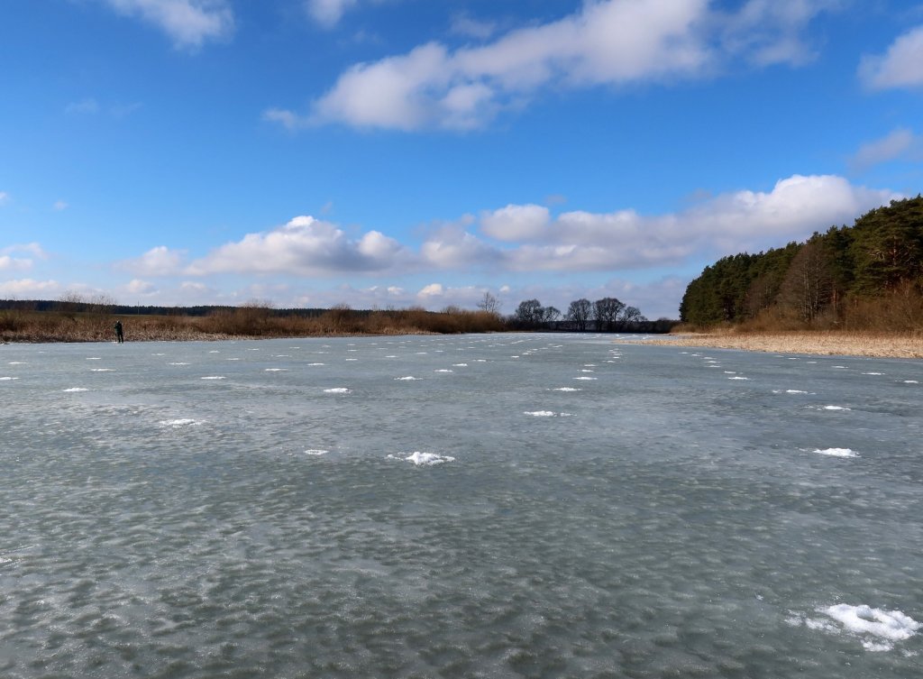 Много лунок на небольшом водоёме