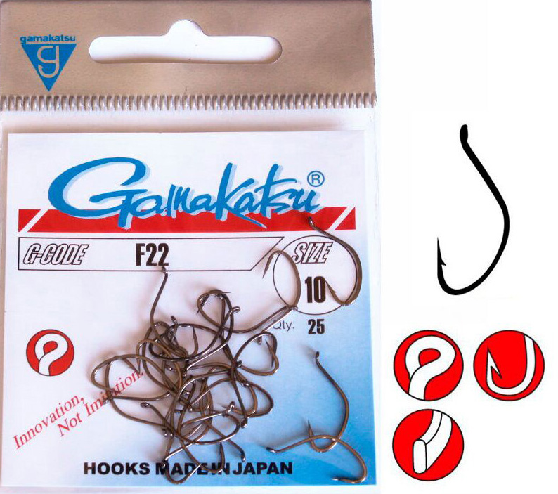 Рыболовные одноподдевные крючки Gamakatsu F22
