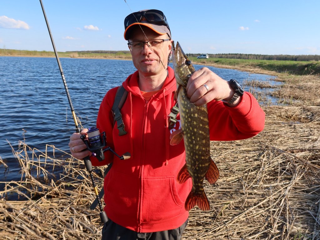 Валерий Сикиржицкий поймал щуку с берега