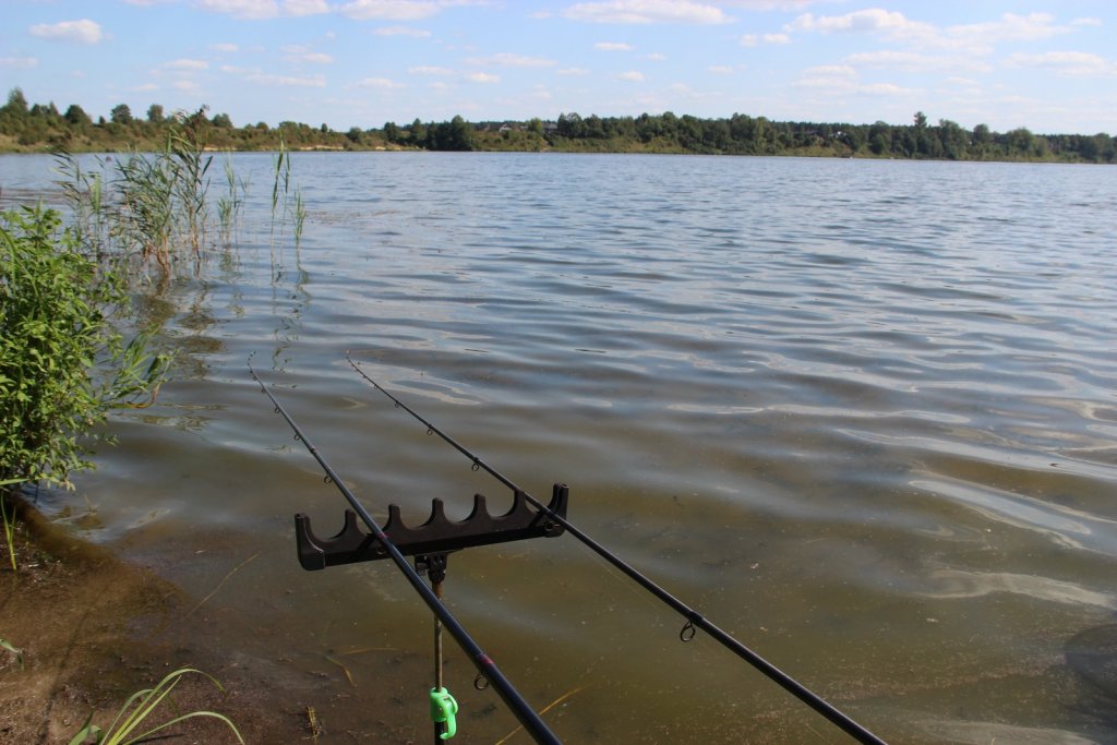 Два фидерных удилища на подставке